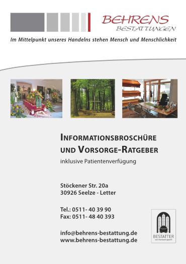 Broschüre Behrens Bestattungen 2024 Titelseite wird gezeigt. Kann als ganze Datei heruntergeladen werden.